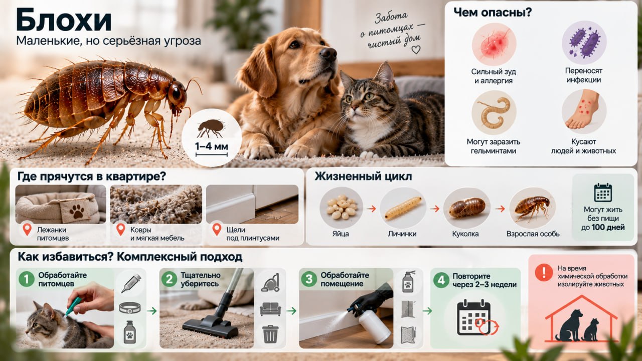 Блохи: чем опасны и как обработать квартиру